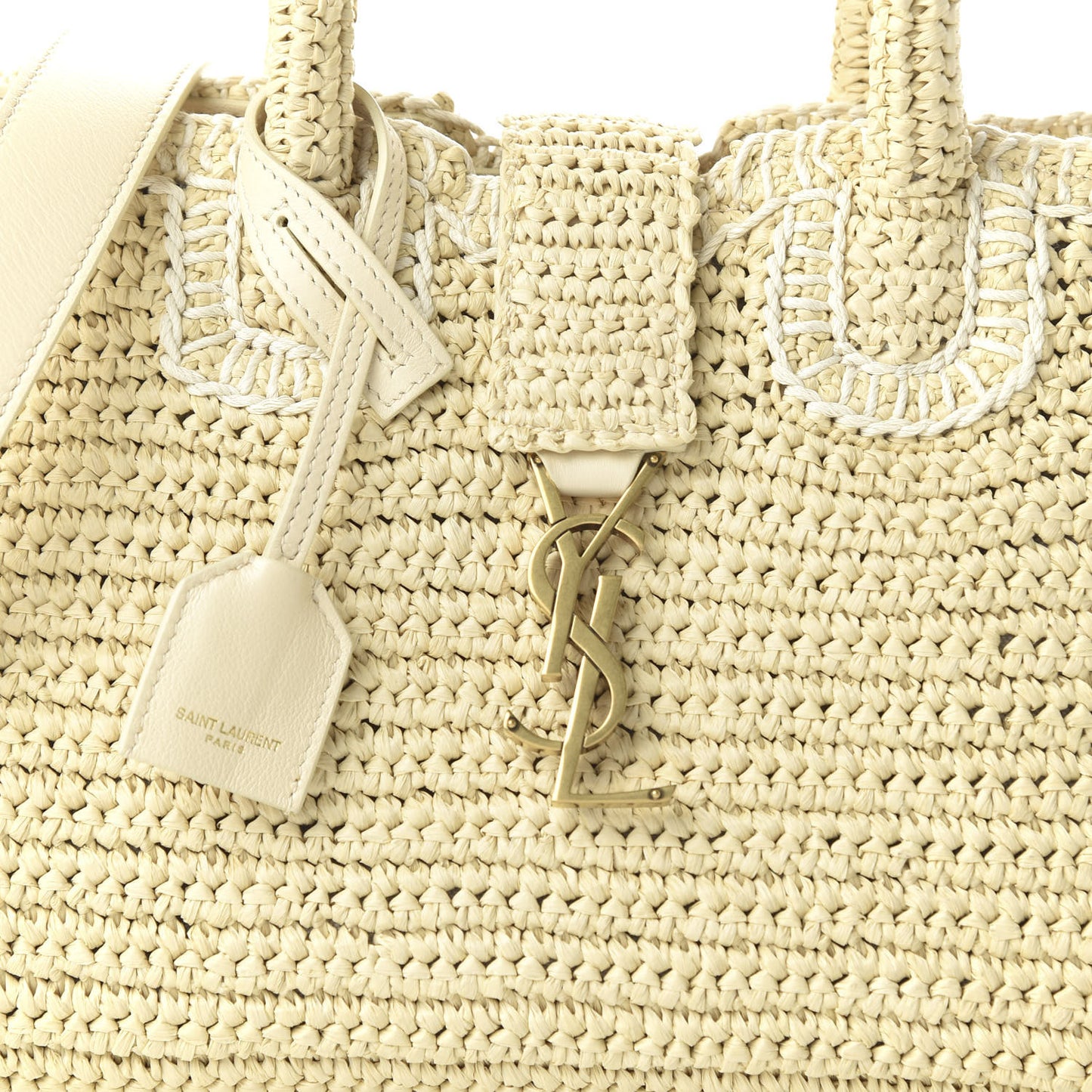 Raffia Baby Monogram Downtown Cabas