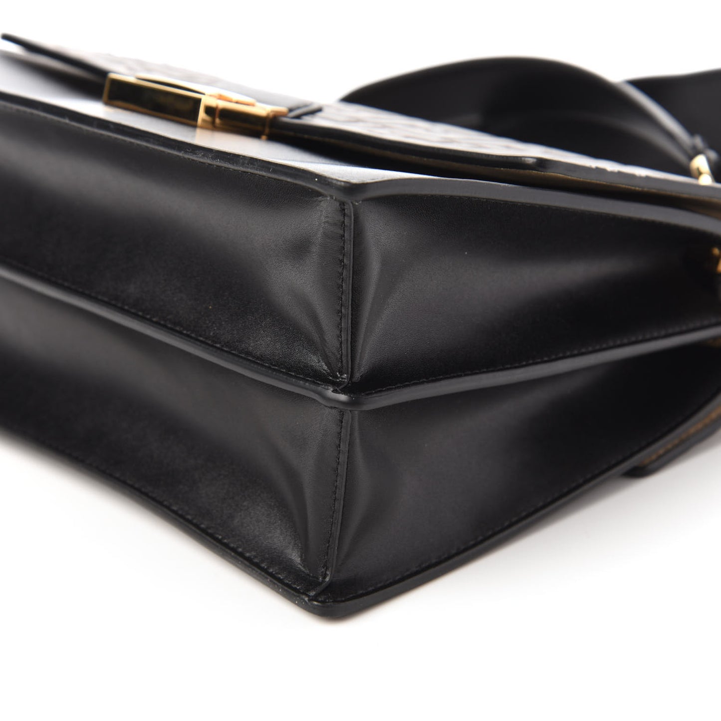 Vitello Liberty Bi-Color FF 1974 Embossed Kan U Shoulder Bag Black Maya