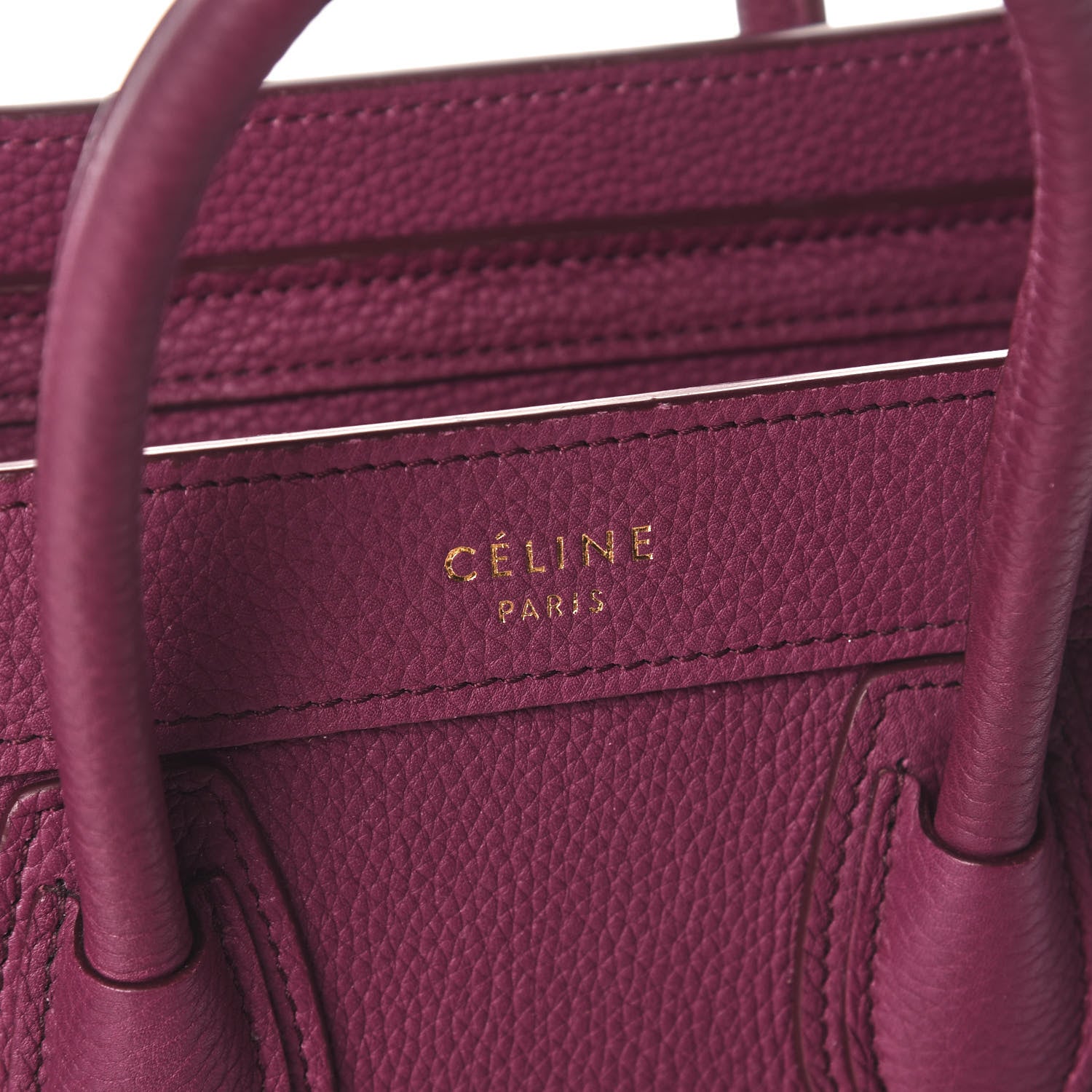 Celine Drummed Calfskin Nano Luggage Plum 9 of 9