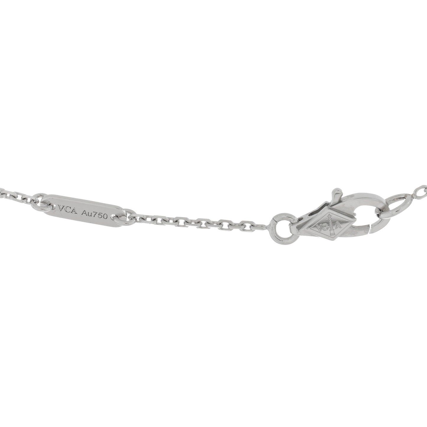 18K White Gold Diamond Sweet Alhambra Pendant Necklace