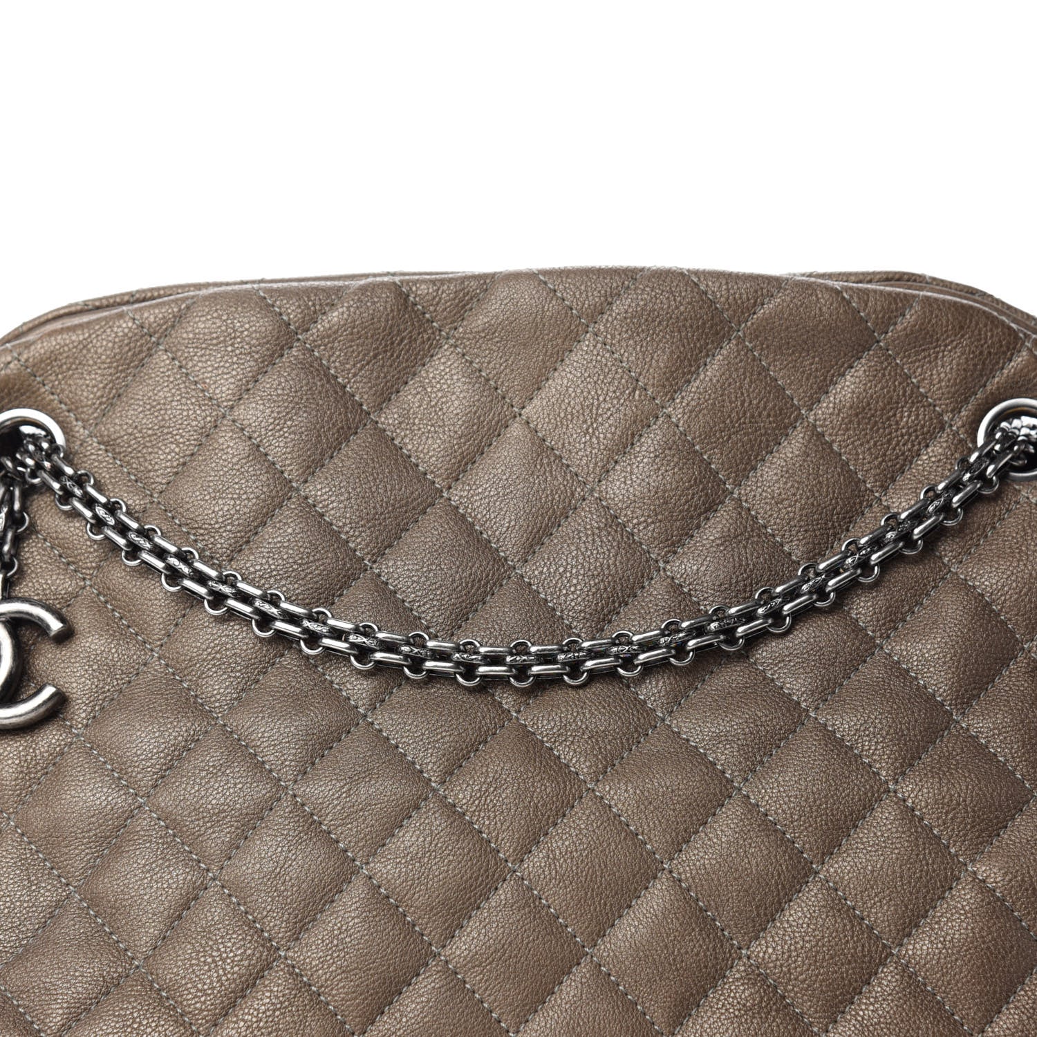 Chanel Calfskin Large Just Mademoiselle Bowling Bag Beige 9 of 9