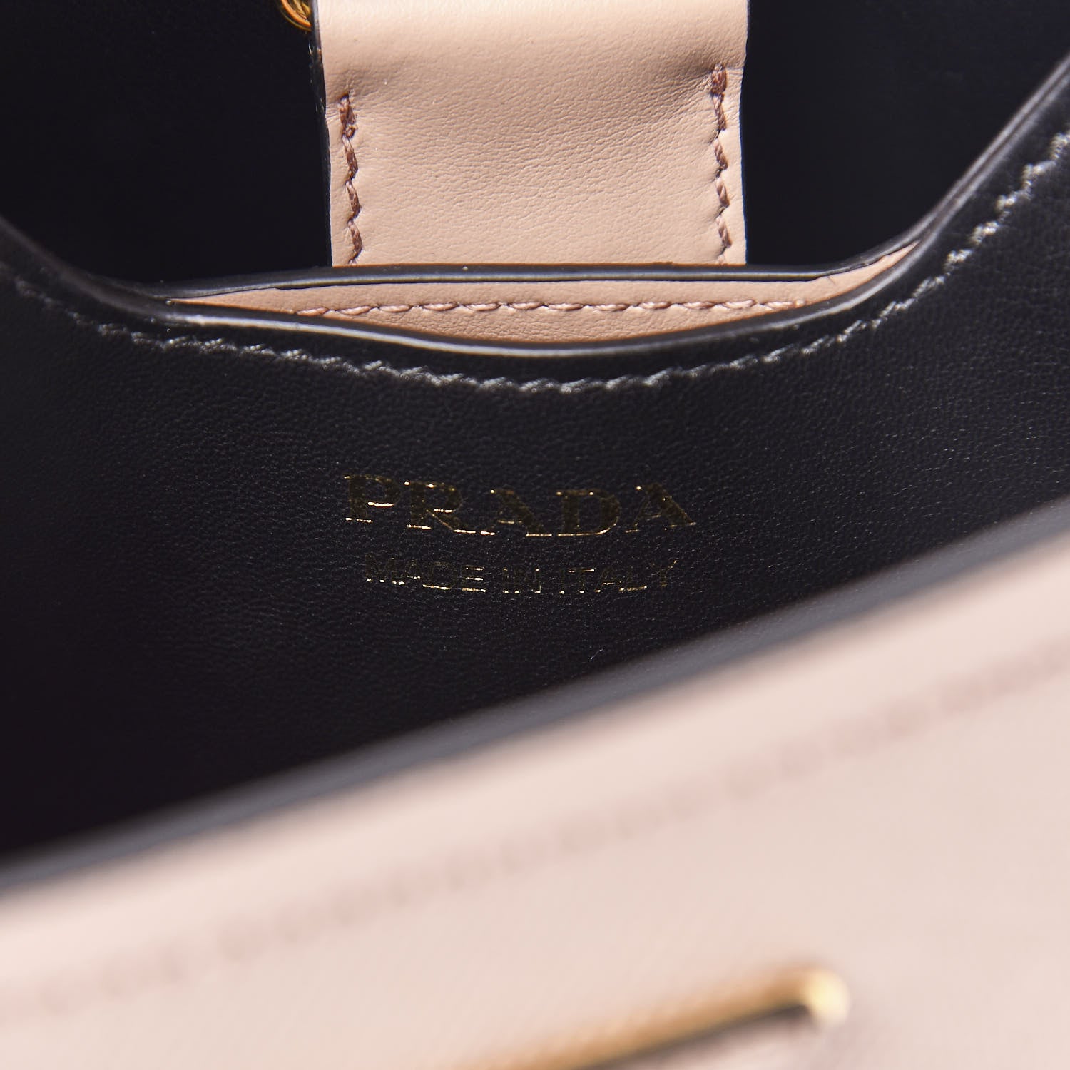 Prada Saffiano Cuir Calfskin Small Panier Bucket Bag Cipria Black 6 of 9