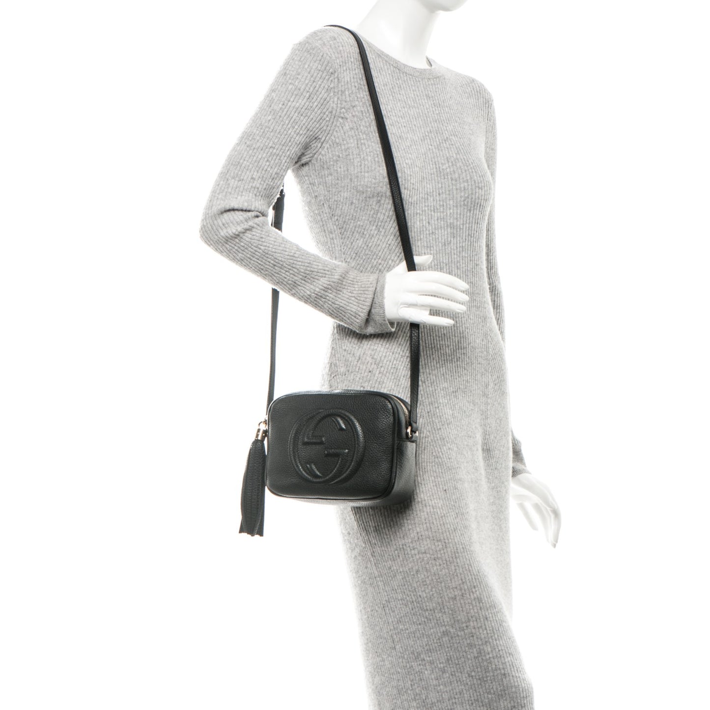 Pebbled Calfskin Small Soho Disco Bag Black