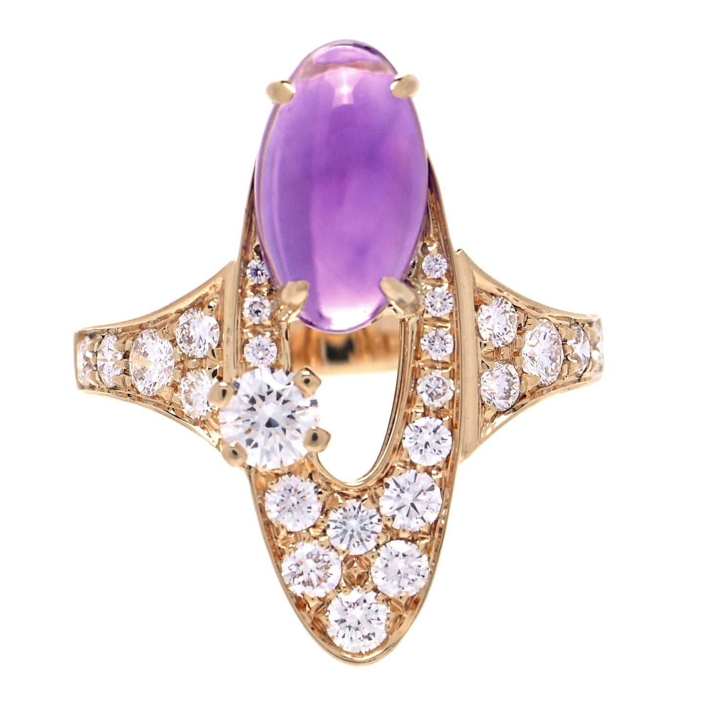 18K Yellow Gold Diamond Amethyst Elisia Ring 53 6.5