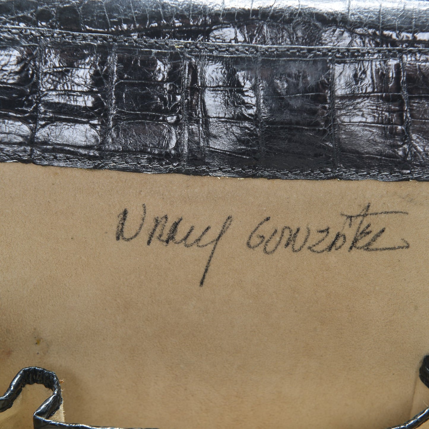 Crocodile Top Handle Tote Black