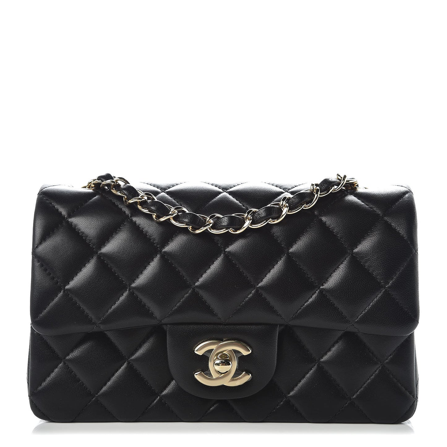 Lambskin Quilted Mini Rectangular Flap Black