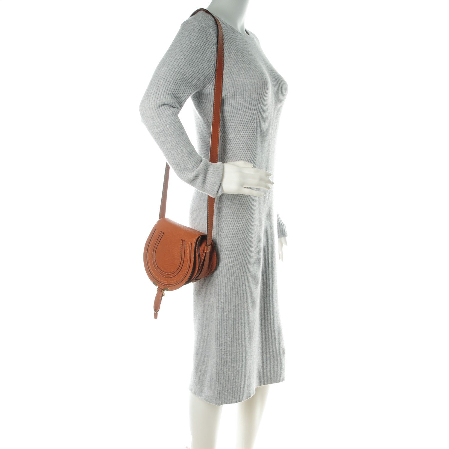 Chloe Calfskin Mini Marcie Round Crossbody Bag Tan 2 of 9