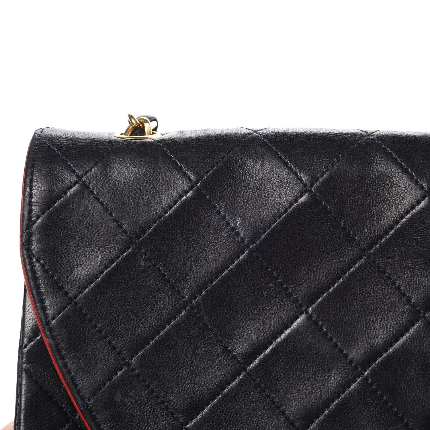 Chanel Lambskin Quilted Small Single Flap Navy Blue 13 of 14