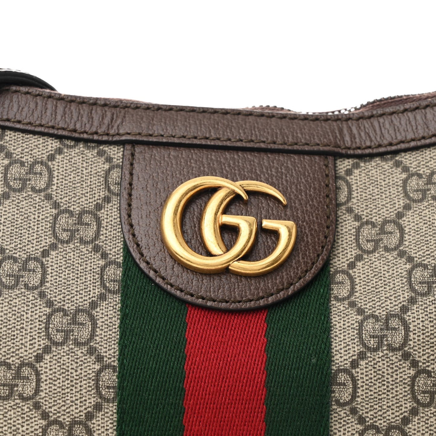 GG Supreme Monogram Web Small Ophidia Half Moon Hobo Brown