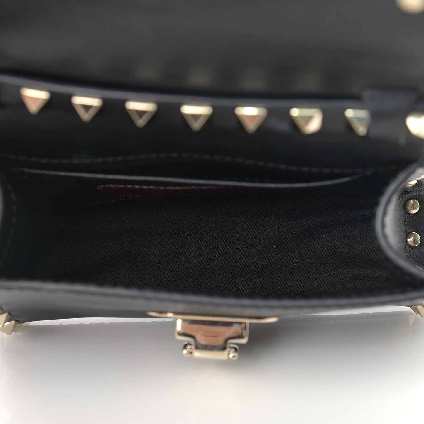 Vitello Mini Rockstud Flip Lock Crossbody Bag Black