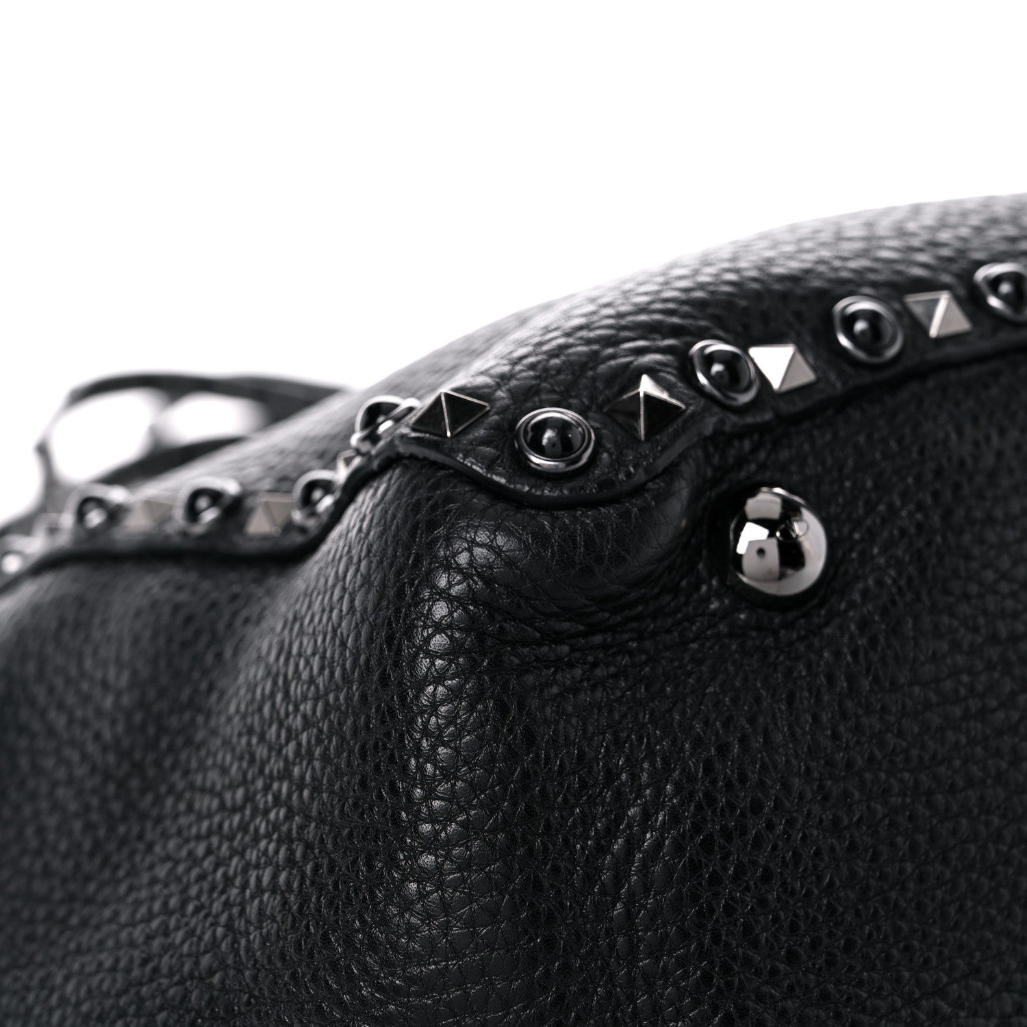 Valentino Garavani Grained Calfskin Onyx Medium Rockstud Rolling Tote Black 7 of 14