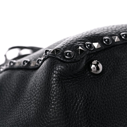 Valentino Garavani Grained Calfskin Onyx Medium Rockstud Rolling Tote Black 7 of 14
