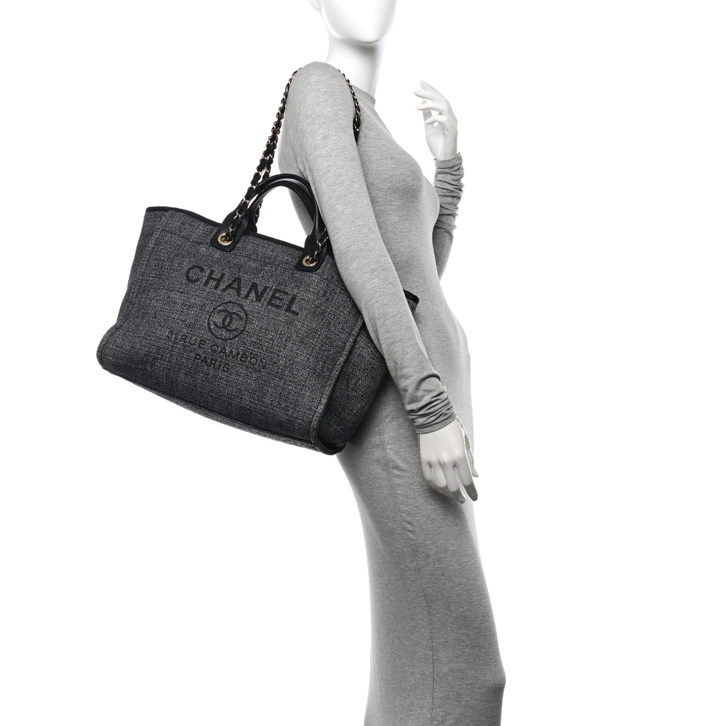 Lurex Boucle Medium Deauville Tote Black