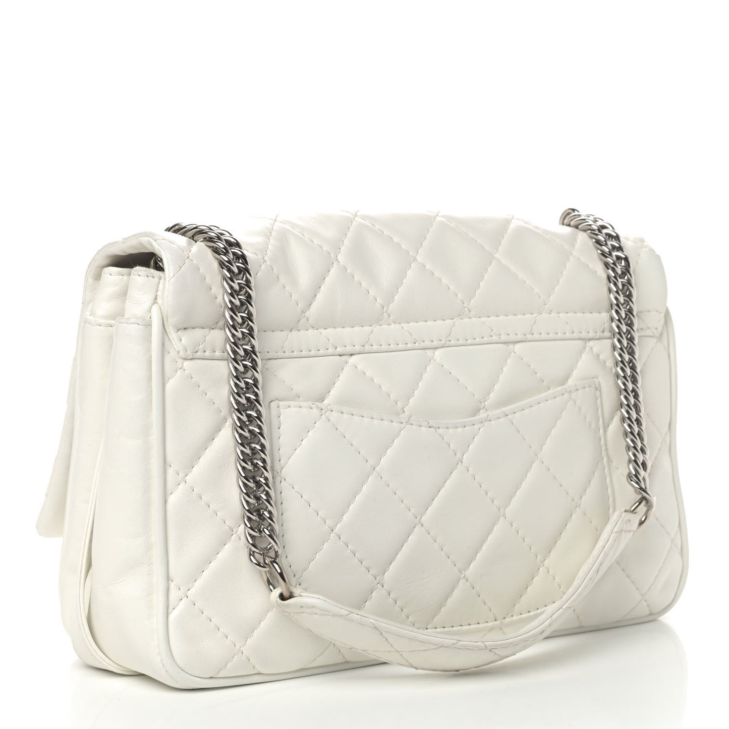 Lambskin Quilted Jumbo Icons Secret Label Flap White