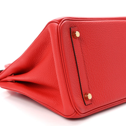 Hermes Taurillon Clemence Birkin 30 Rouge Tomate 10 of 15