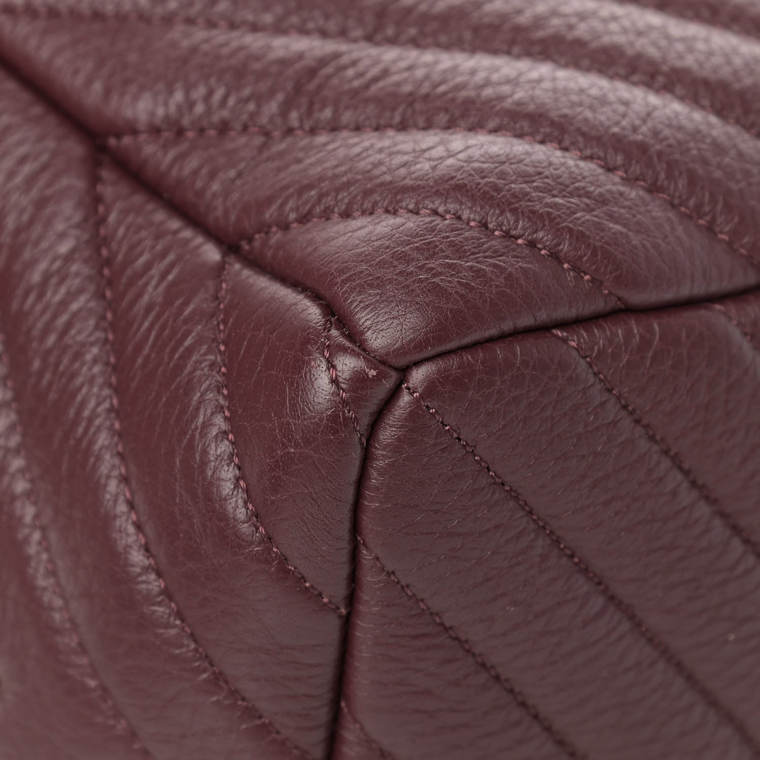 Chanel Deerskin Chevron Small CC Chain Bucket Bag Burgundy 9 of 9
