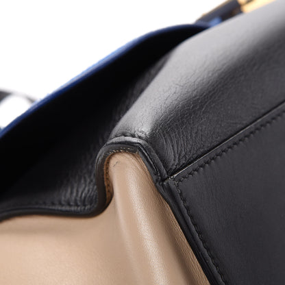 Celine Smooth Calfskin Suede Medium Tri-Color Trapeze Royal Blue 8 of 21