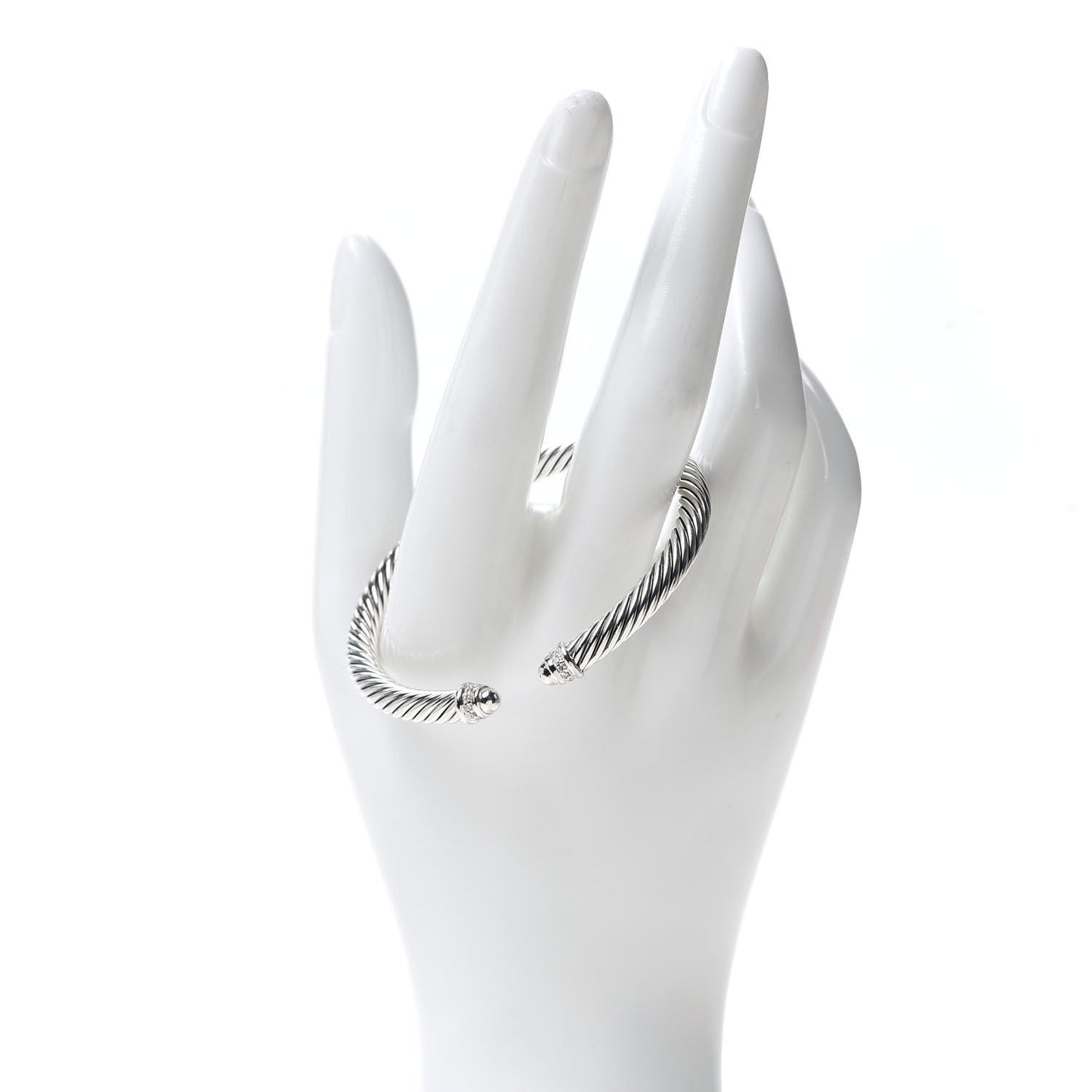 Sterling Silver Diamond 5mm Cable Classics Dome Bracelet
