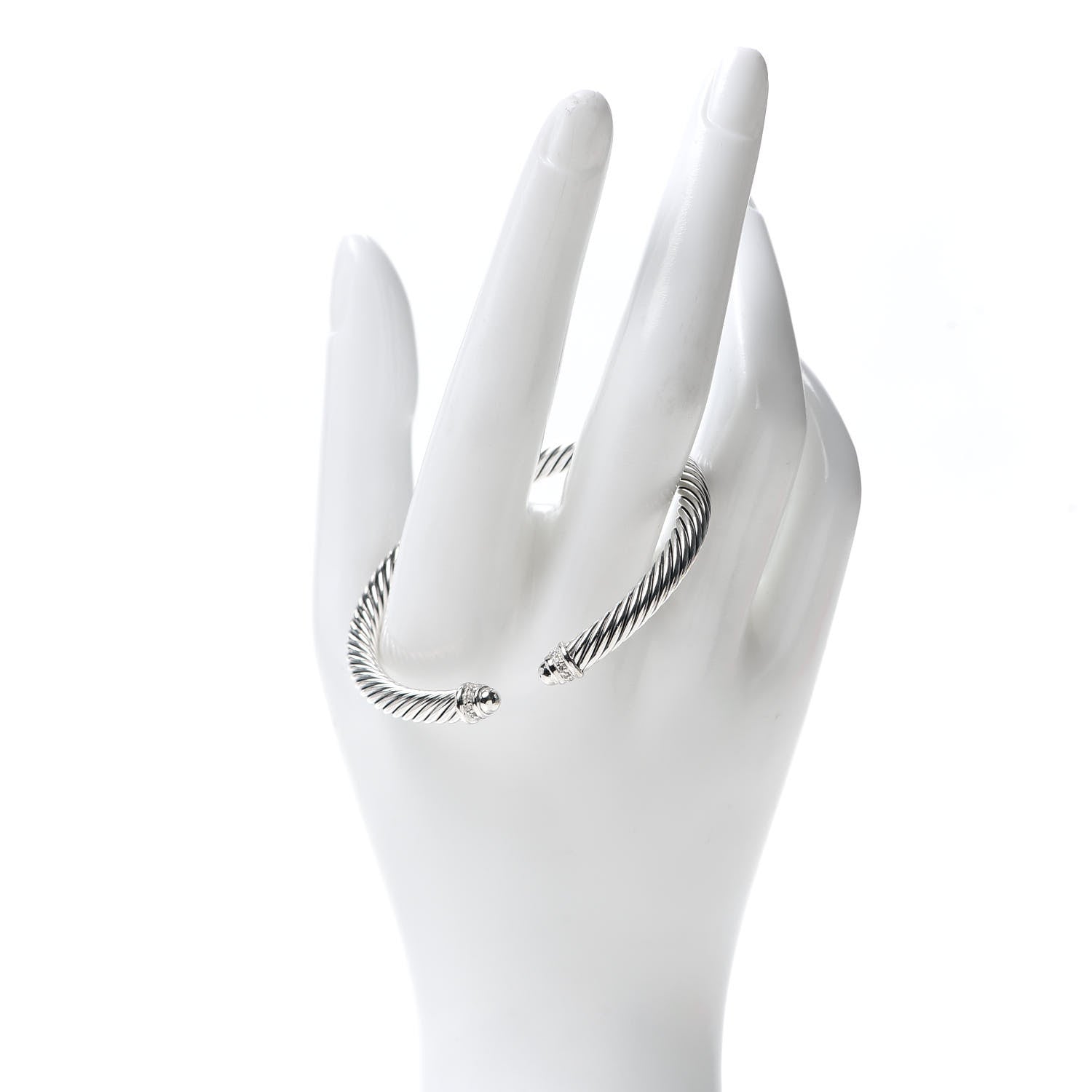 David Yurman Sterling Silver Diamond 5mm Cable Classics Dome Bracelet 2 of 4