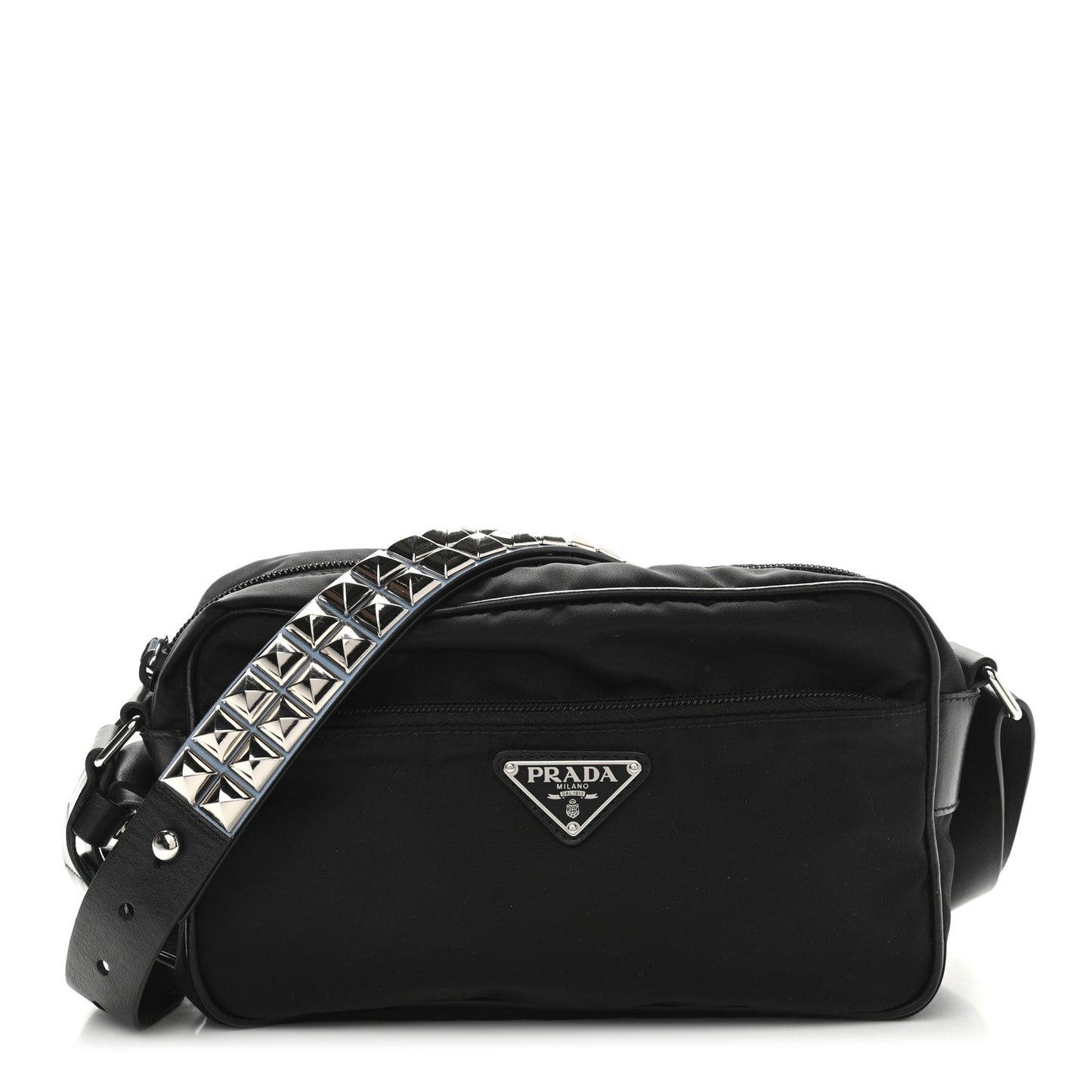 Tessuto Nylon Studded New Vela Shoulder Bag Black Astrale