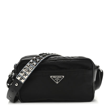 Prada Tessuto Nylon Studded New Vela Shoulder Bag Black Astrale 1 of 11