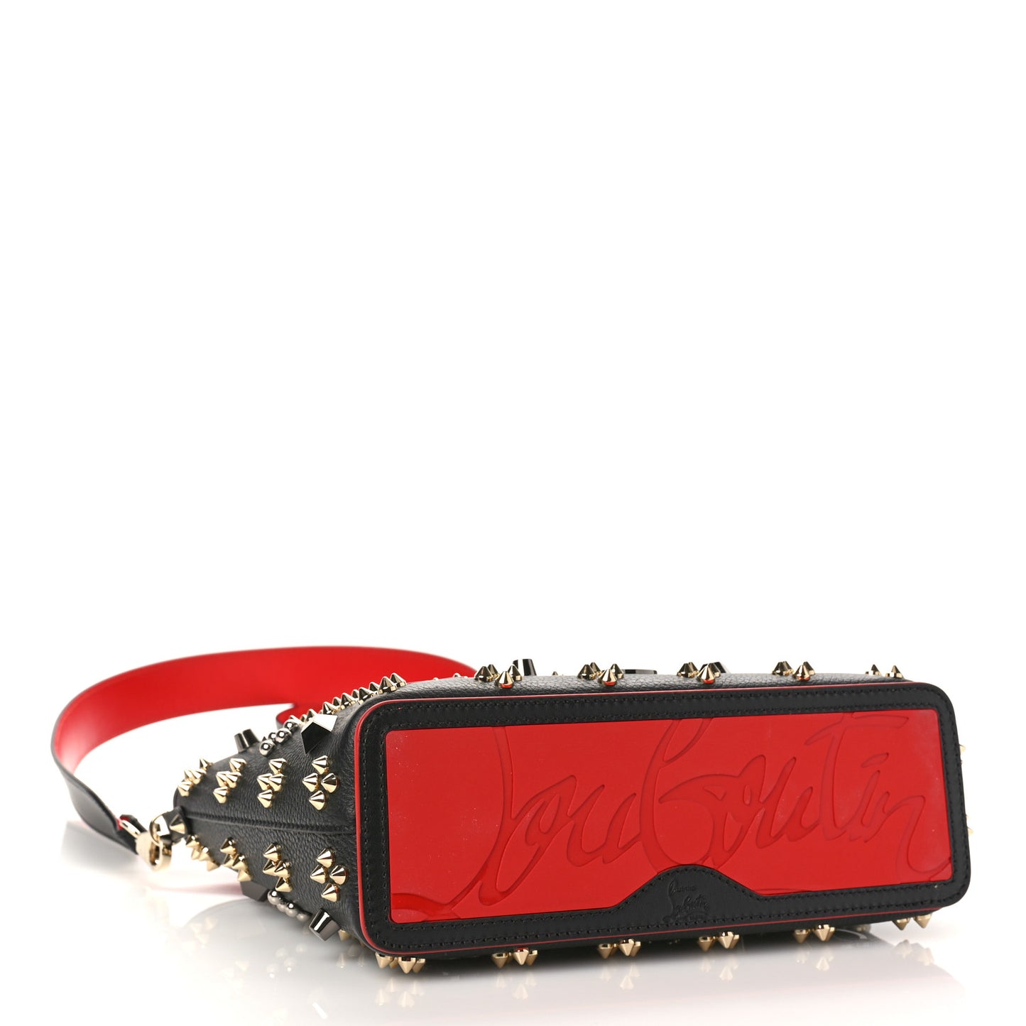Calfskin Embellished Spikes Mini East West Cabata Tote Black