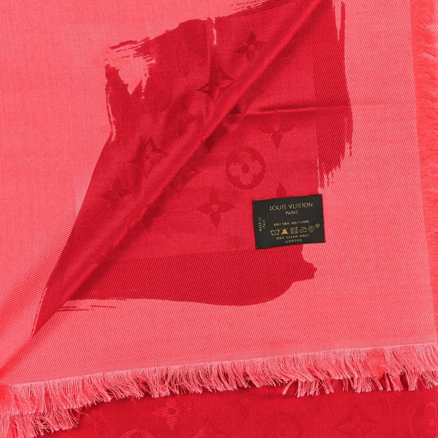 Silk Wool Monogram Arty Shawl Pink