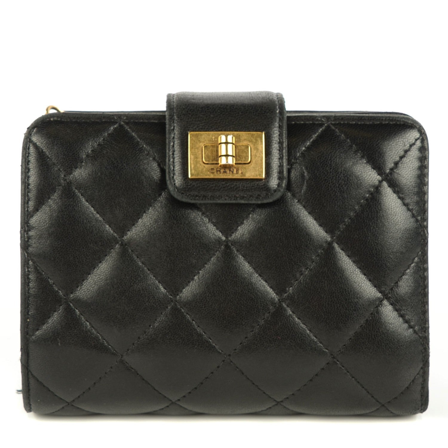 Chanel Lambskin Quilted Mademoiselle Compact Wallet Black 1 of 9