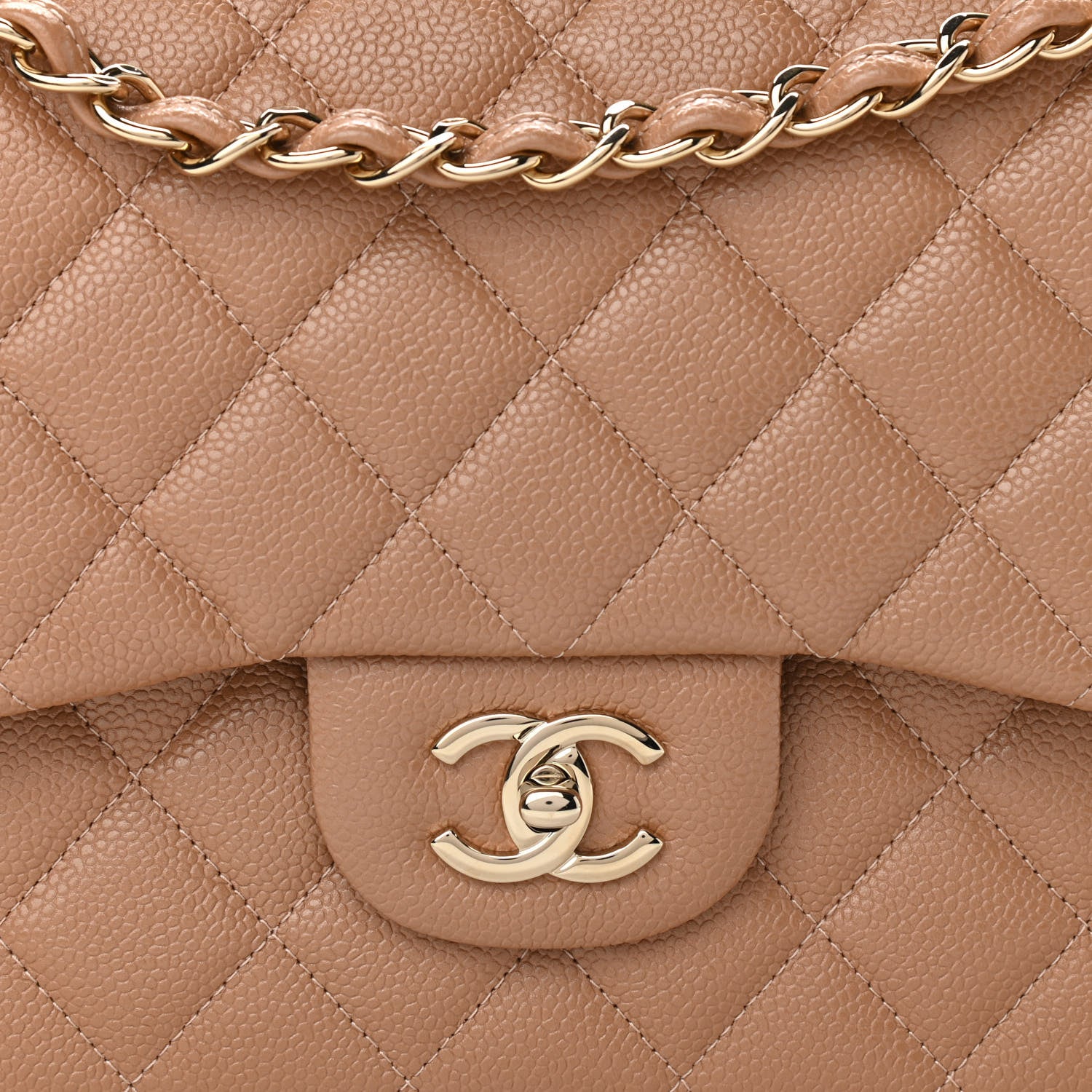 Chanel Caviar Quilted Jumbo Double Flap Beige 8 of 11