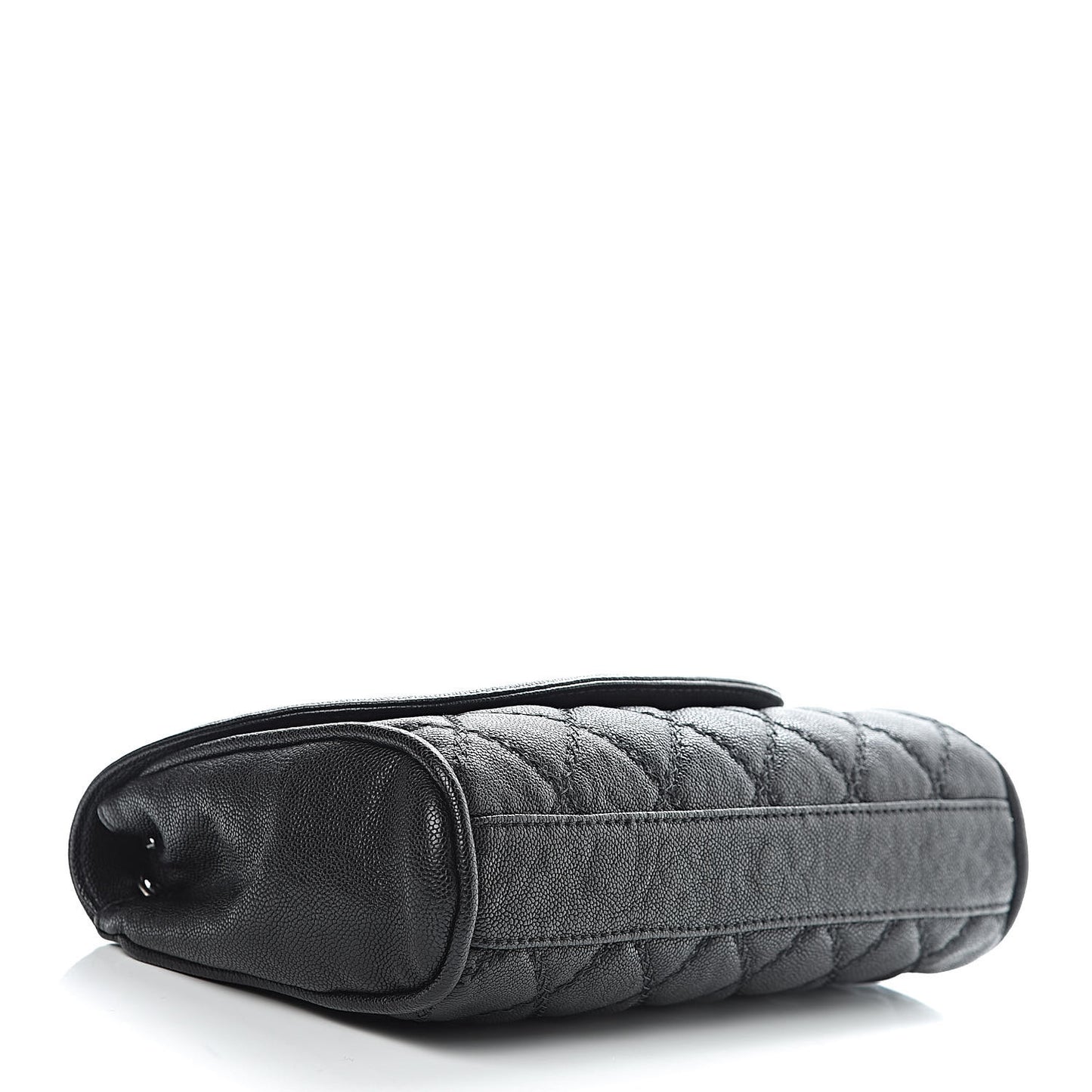 Caviar Double Stitch Medium Flap Black