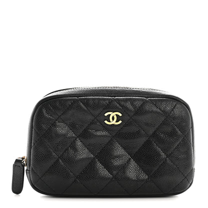 Chanel Caviar Quilted Small Curvy Pouch Cosmetic Case Black 1 of 7