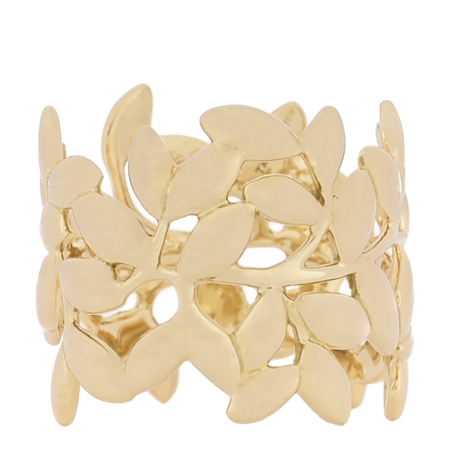 Tiffany 18K Yellow Gold Paloma Picasso Olive Leaf Wide Ring 53 6.25 1 of 4