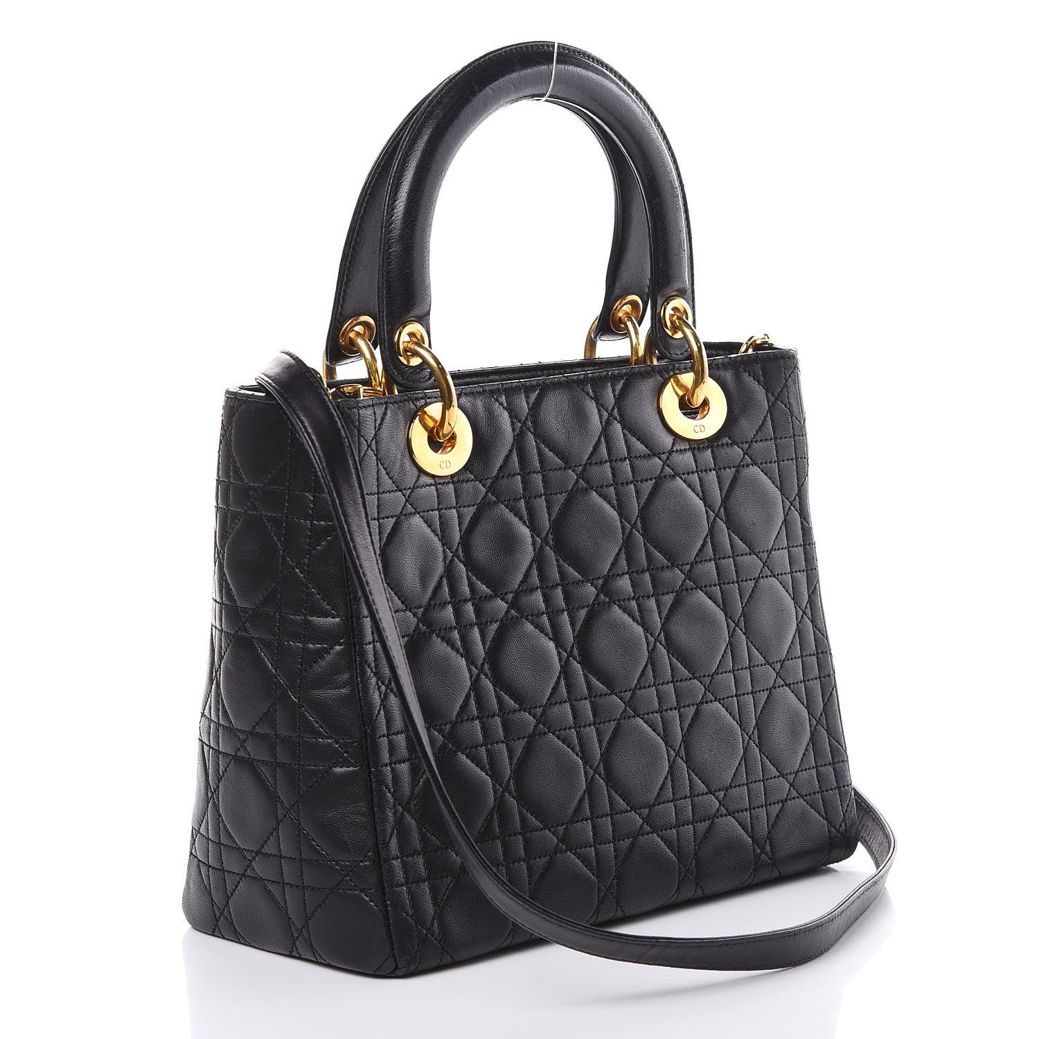 Christian Dior Lambskin Cannage Medium Lady Dior Black 3 of 16