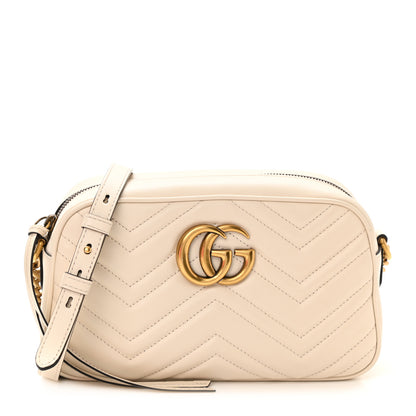 Gucci Calfskin Matelasse Small GG Marmont Chain Shoulder Bag White 1 of 12
