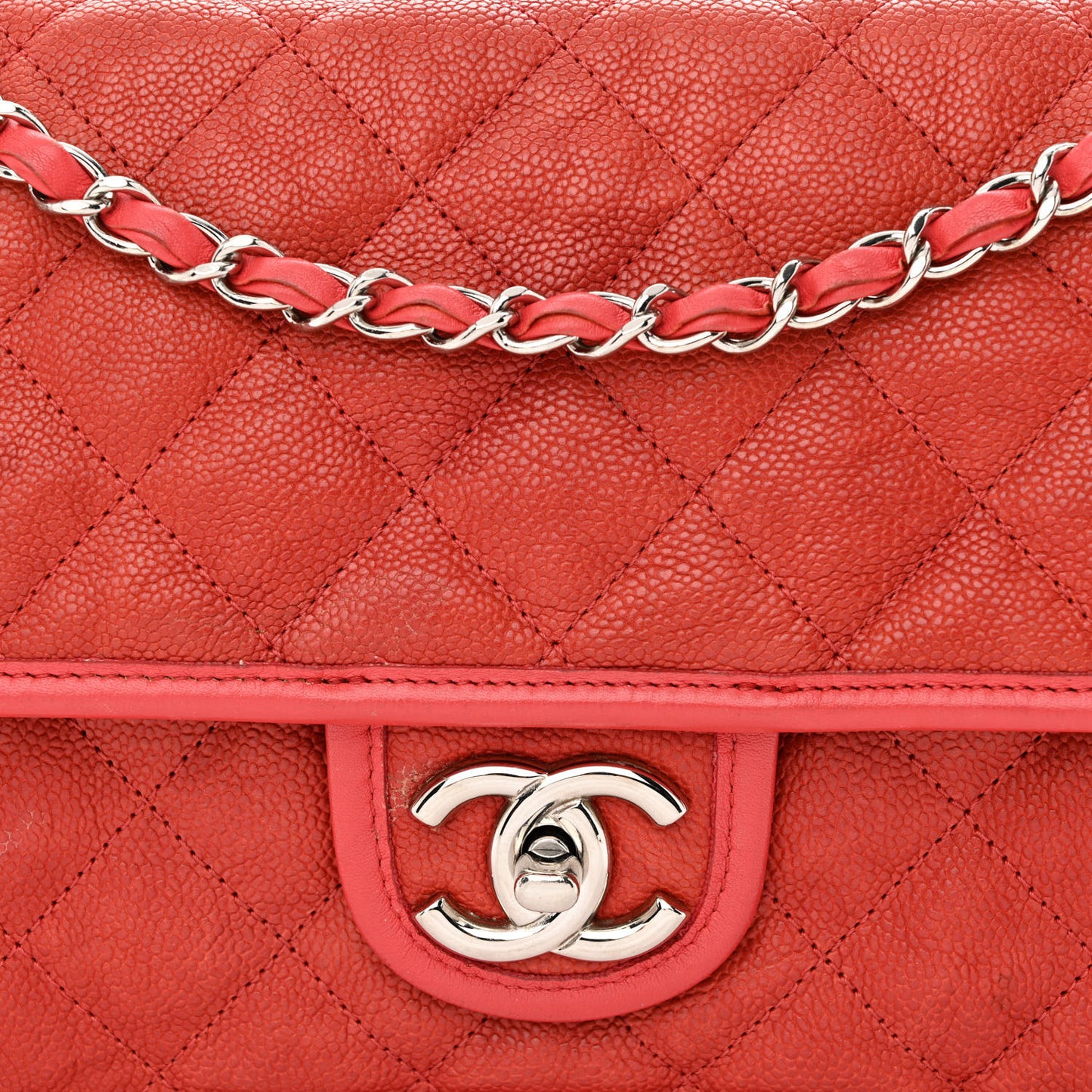 Caviar Quilted Medium French Riviera Flap Red