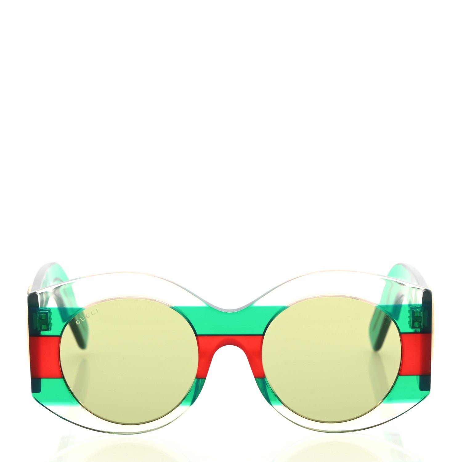 Gucci Acetate Round Frame Sunglasses GG0177S Green Red 2 of 9
