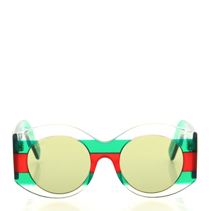 Gucci Acetate Round Frame Sunglasses GG0177S Green Red 2 of 9