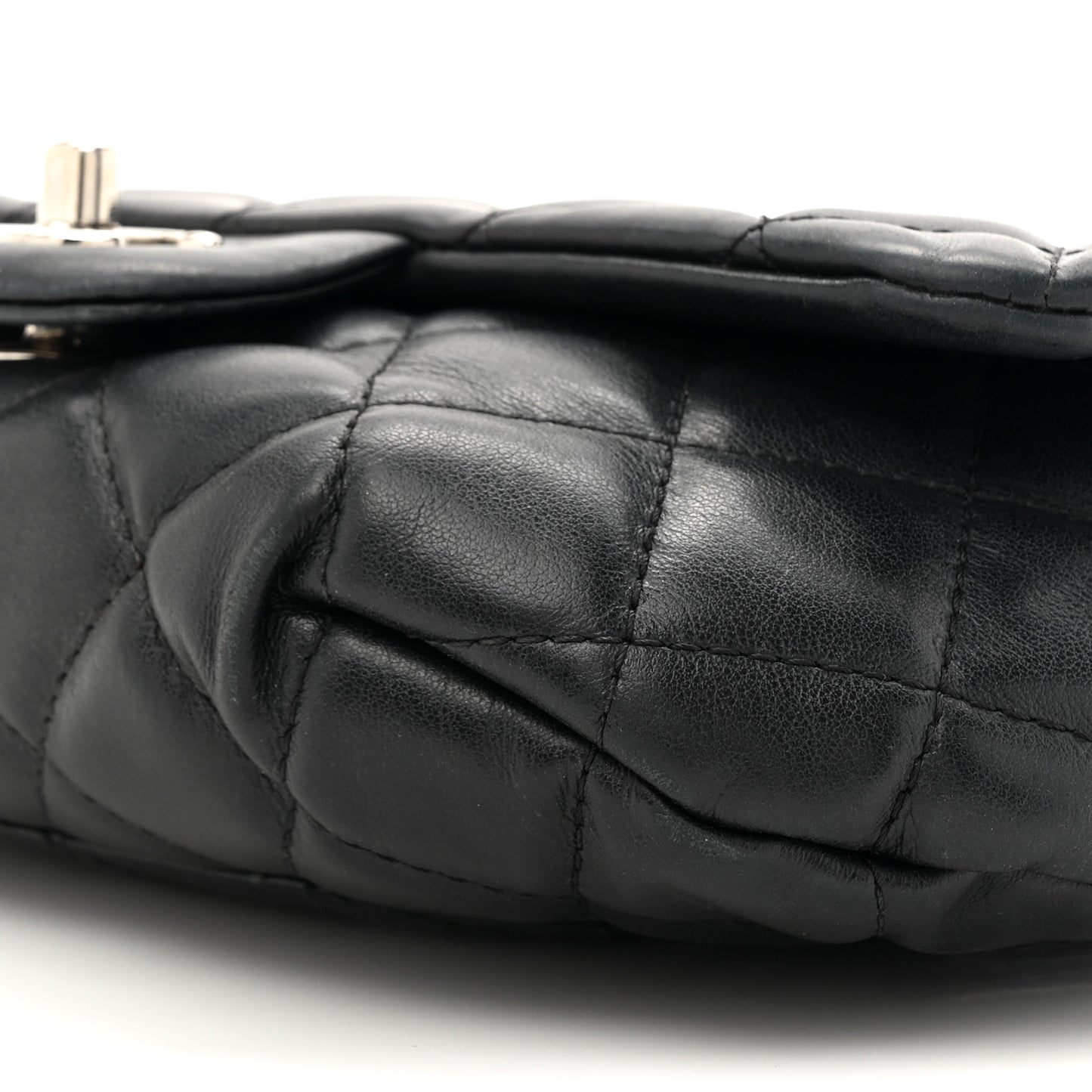 Calfskin Quilted CC Uniform Flap Belt Bag Black