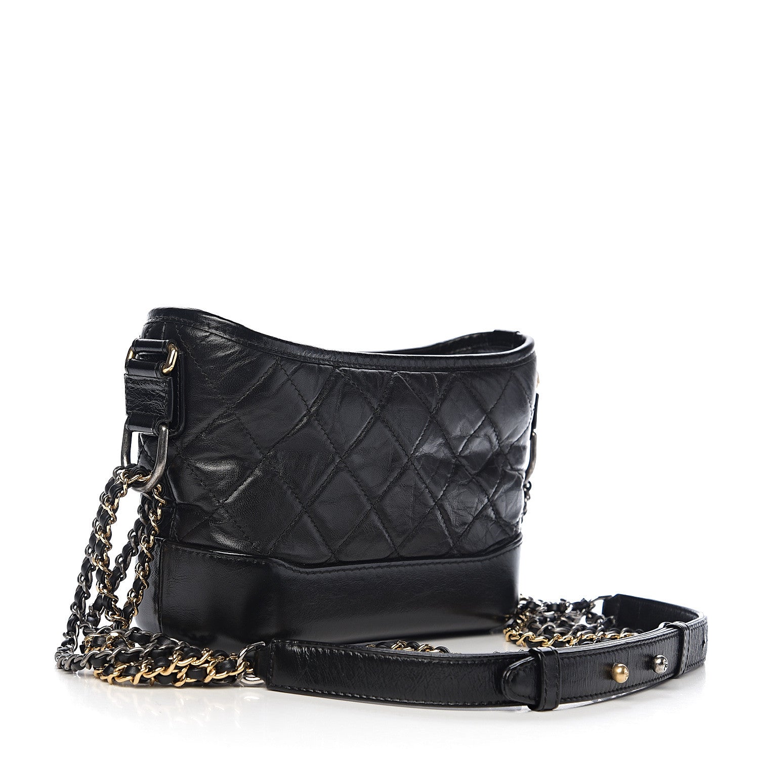 Chanel Aged Calfskin Quilted Small Gabrielle Hobo Black 2 of 9
