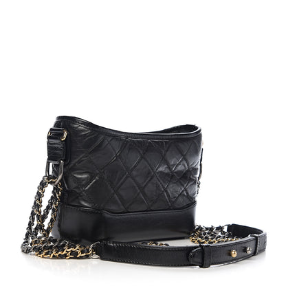 Chanel Aged Calfskin Quilted Small Gabrielle Hobo Black 2 of 9