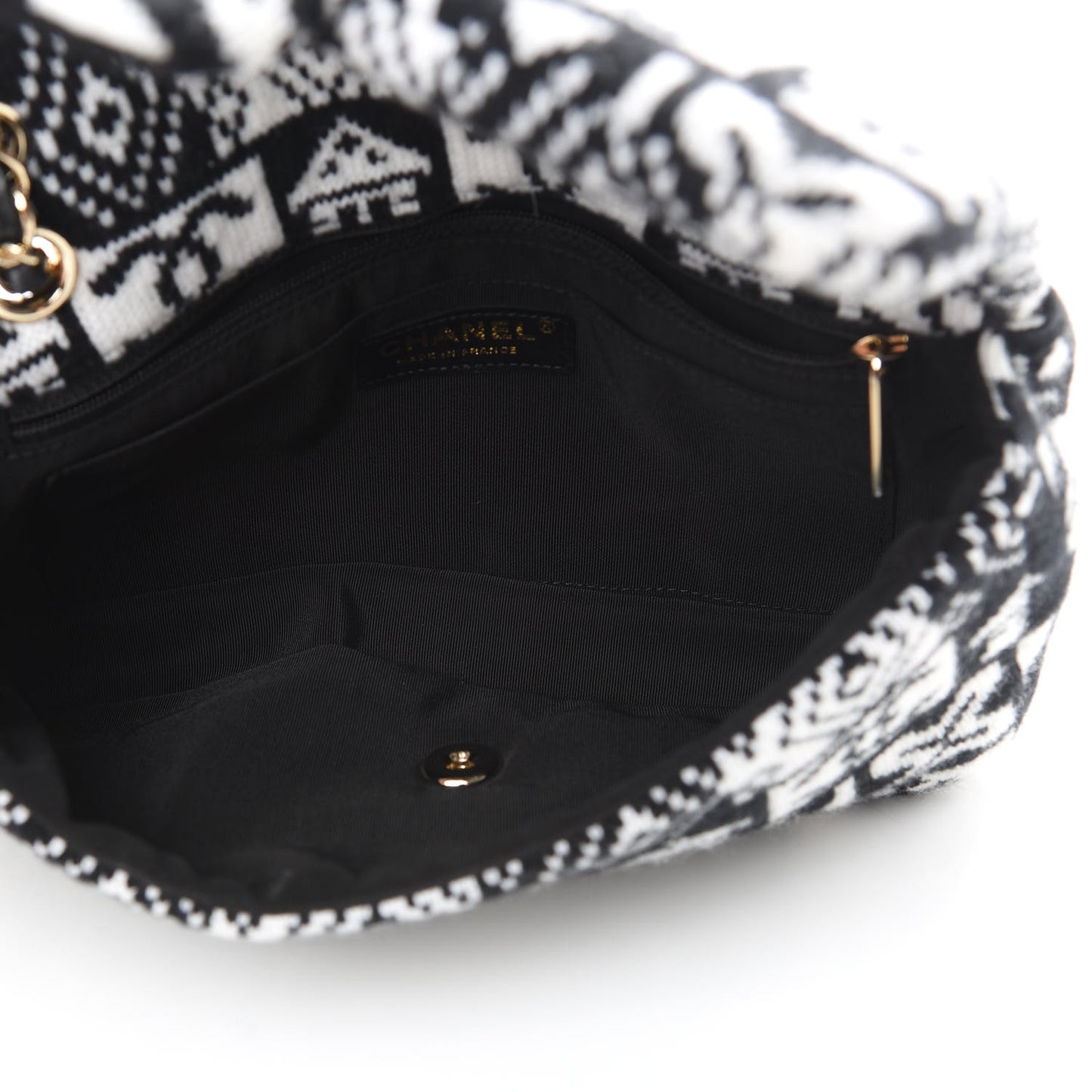 Cashmere Knit Coco Neige Flap Black White