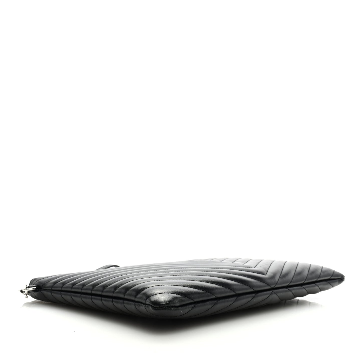 Calfskin Matelasse Chevron Monogram Document Holder Black