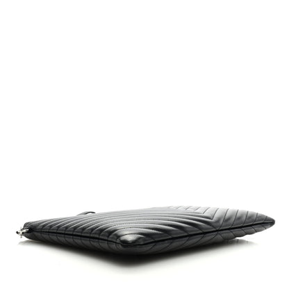 Saint Laurent Calfskin Matelasse Chevron Monogram Document Holder Black 4 of 6