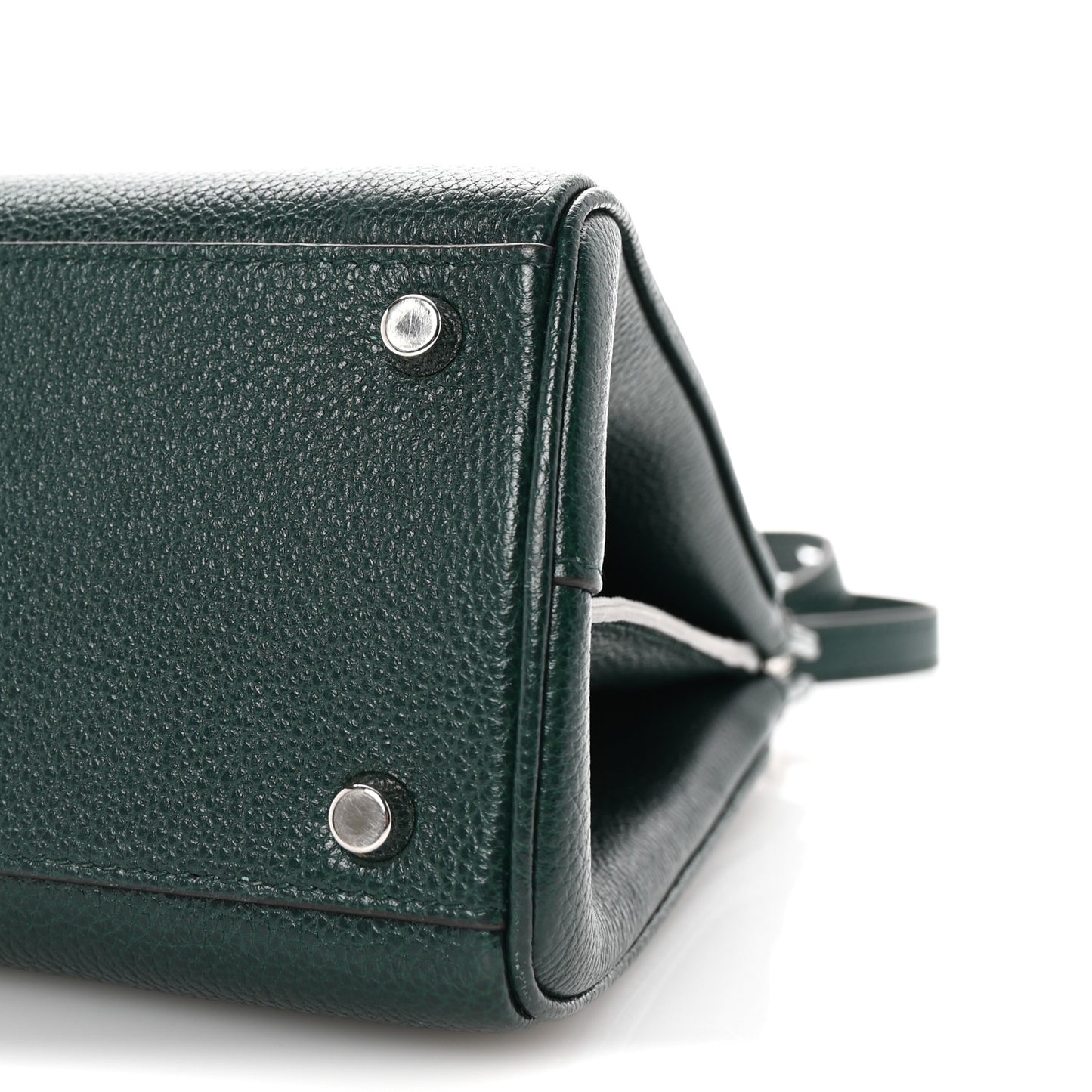 Grainy Calfskin Zumi Top Handle Bag Vintage Green
