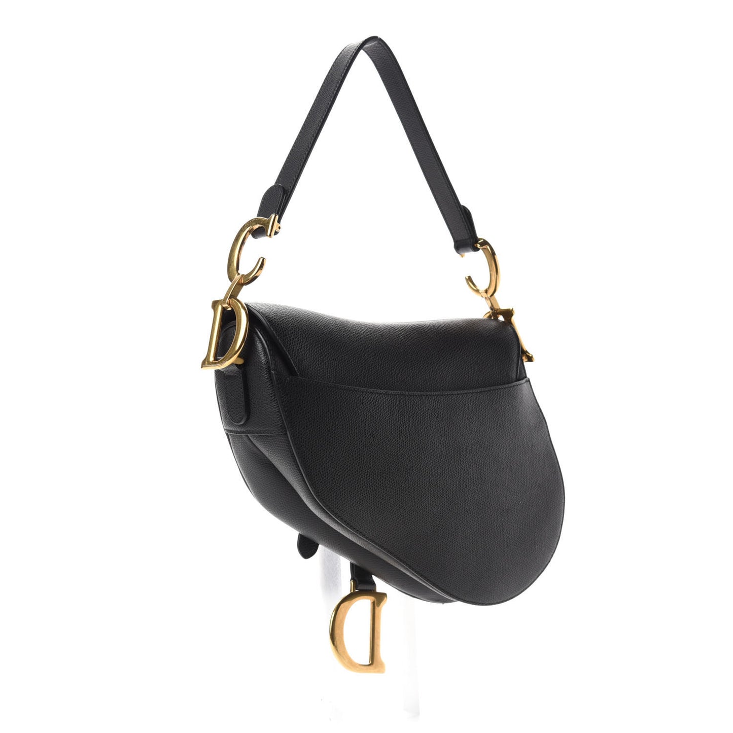 Grained Calfskin Saddle Bag Black