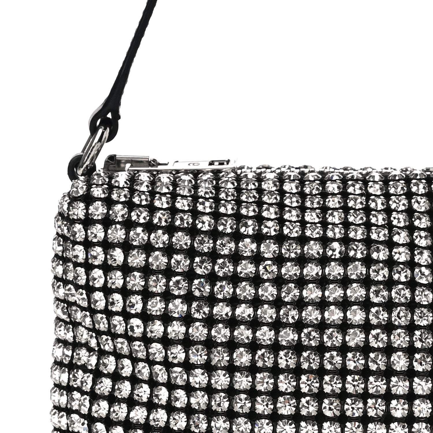 Alexander Wang Mesh Crystal Rhinestone Mini Heiress Pouch Black Silver 10 of 11