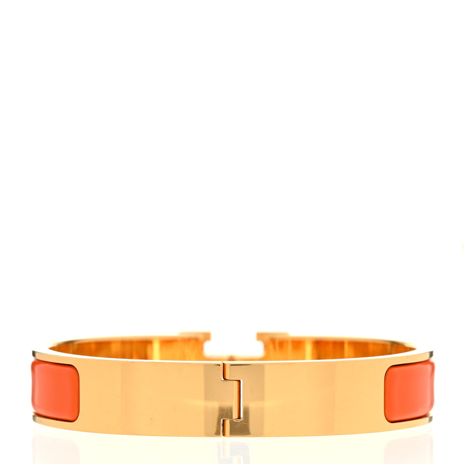 Hermes Enamel Narrow Clic Clac H Bracelet GM Orange 3 of 5