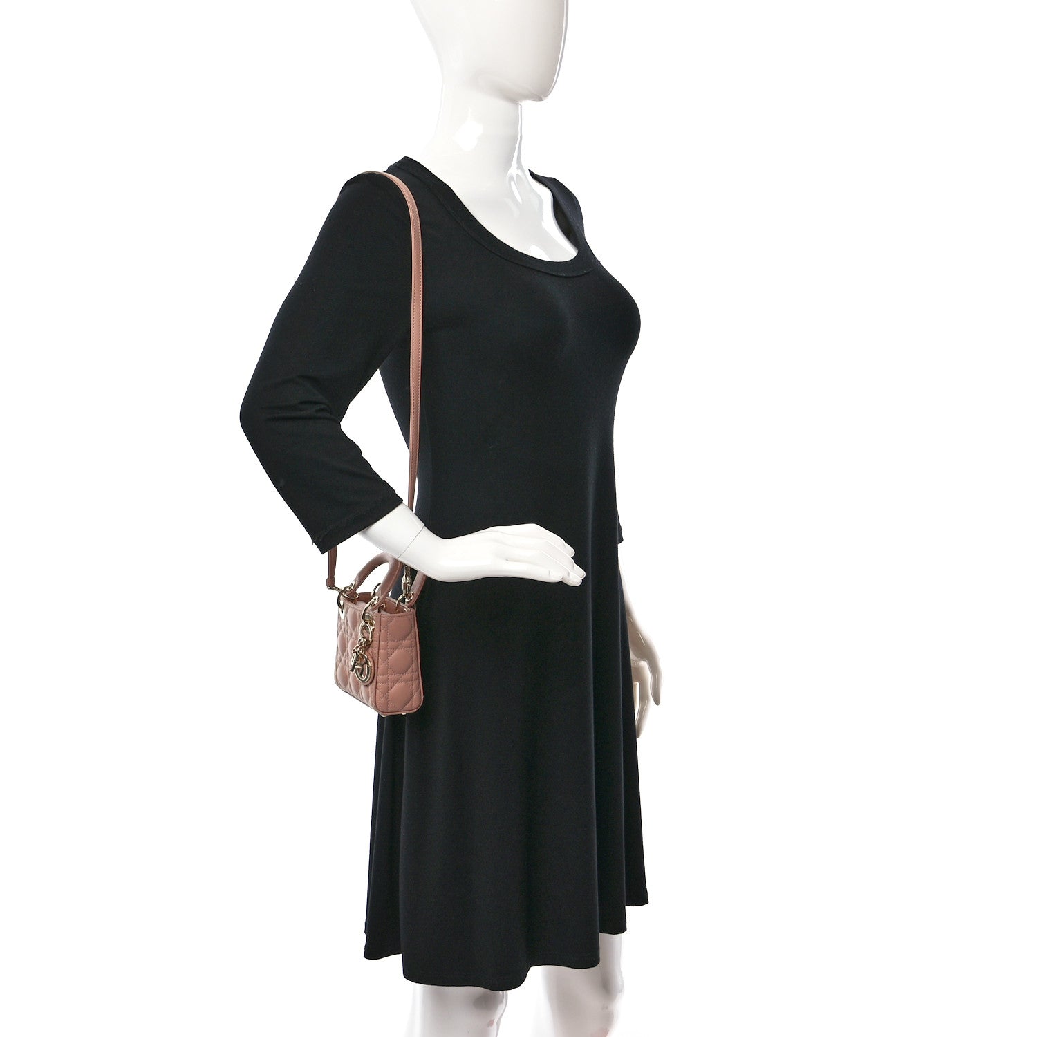 Christian Dior Lambskin Cannage Micro Lady Dior Rose Des Vents 2 of 10
