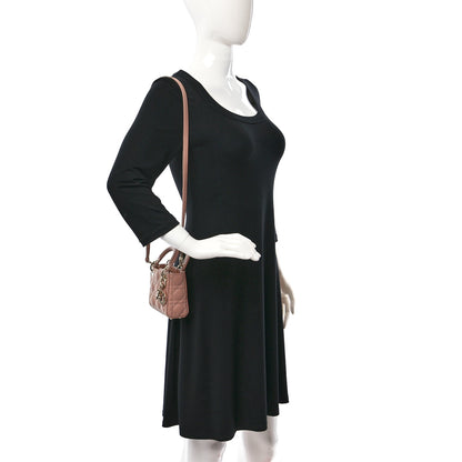 Christian Dior Lambskin Cannage Micro Lady Dior Rose Des Vents 2 of 10