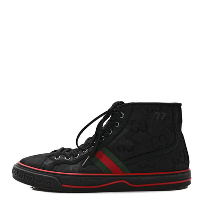 Gucci Econyl Nylon Web Monogram Off The Grid Mens 1977 Tennis High Top Sneakers 9 Black 1 of 7